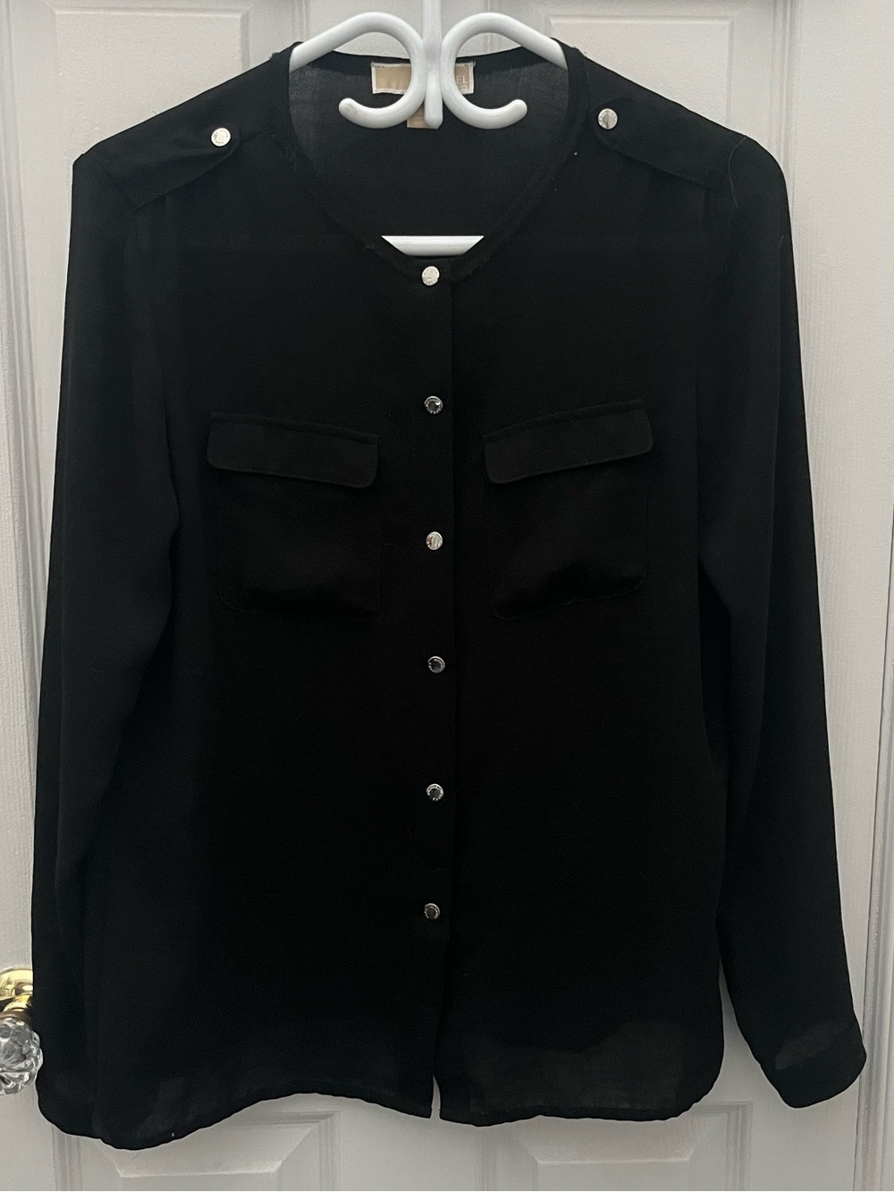 Michael Kors Black Top with Branded Silver Button